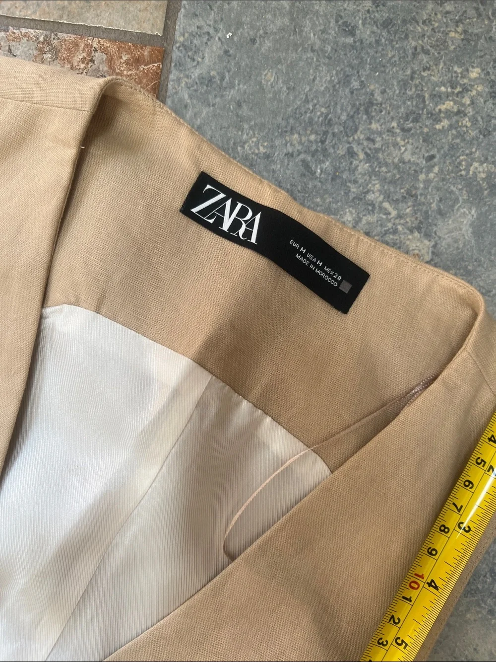Zara Beige straight Leg vest linen blend two piece set
